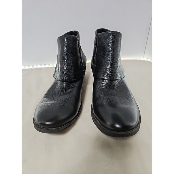 BOC Born Womens Size 9M Black Leather Dual Zip Ankle Boots Retro Look - Picture 1 of 10